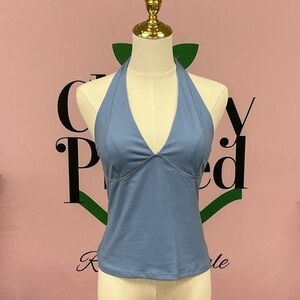 Free People Dusty Blue Halter Tank